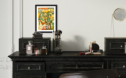 Swiped right framed print