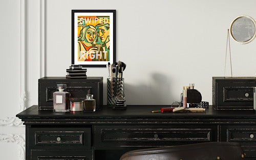 Swiped right framed print