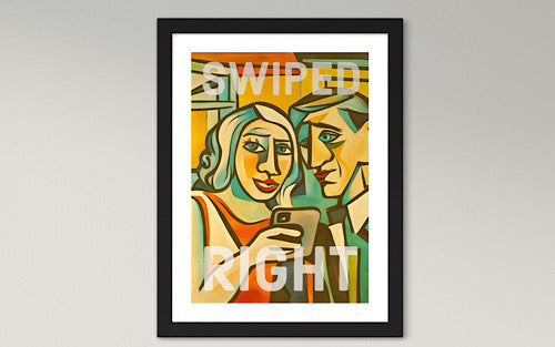 Swiped right framed print