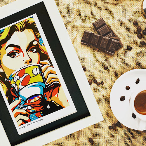 'I love you like a skinny latte’ limited-edition framed print